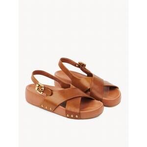 NEW CHLOE women's mae sandal in ginger brown